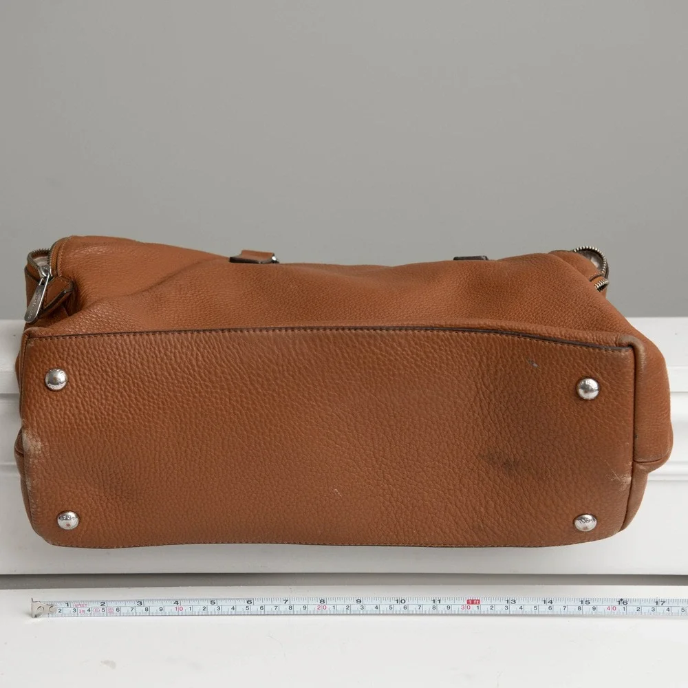MICHAEL KORS Hamilton Satchel Shoulder Bag Pebbled Leather Brown Earthy‎ Neutral